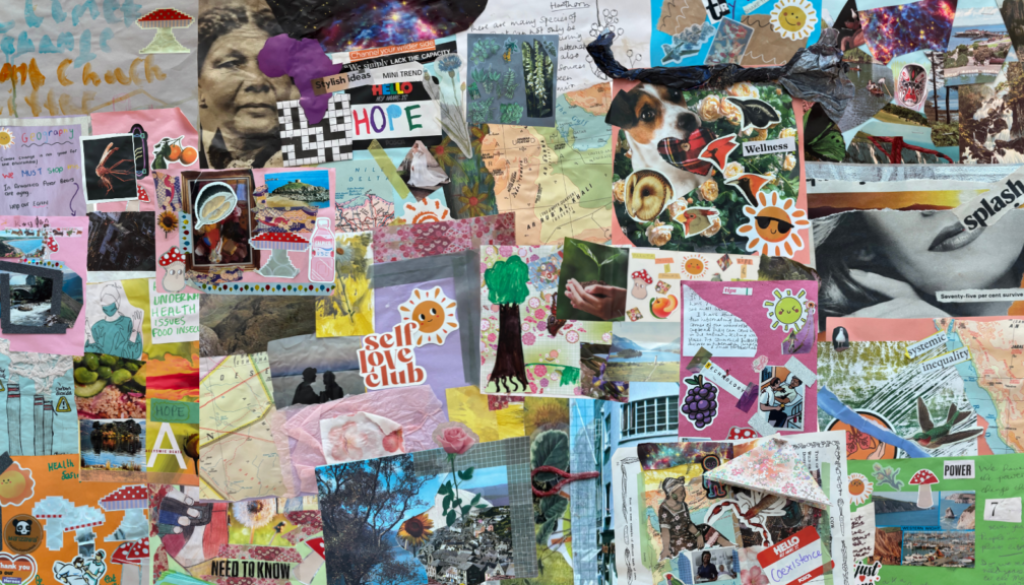 A collage of all the art created