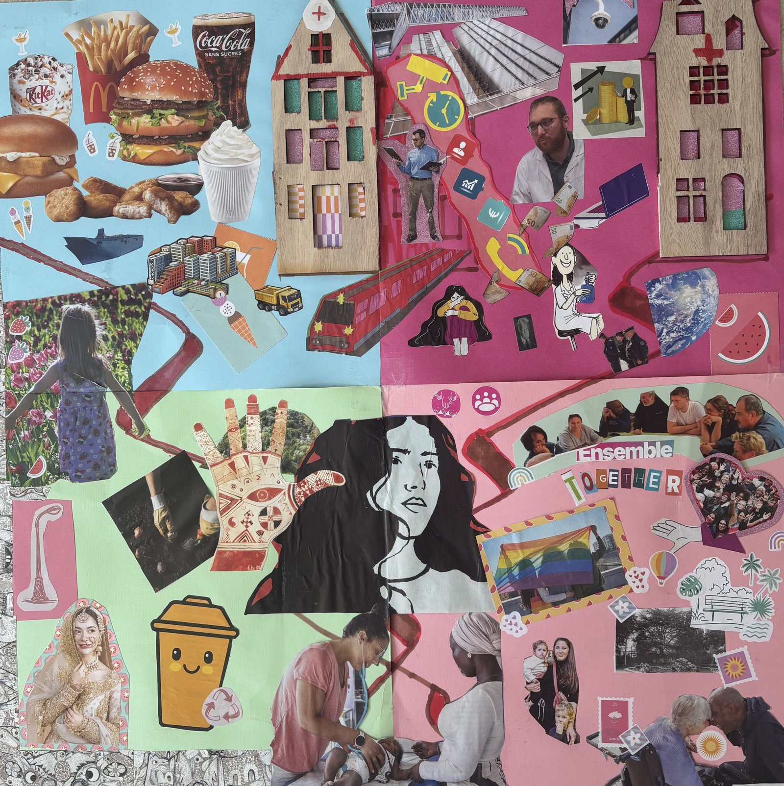Collage on health systems by Rouham Yamout